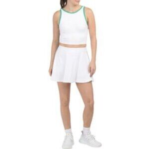 Yogalicious White and emerald Green Tank Top and Skirt Set